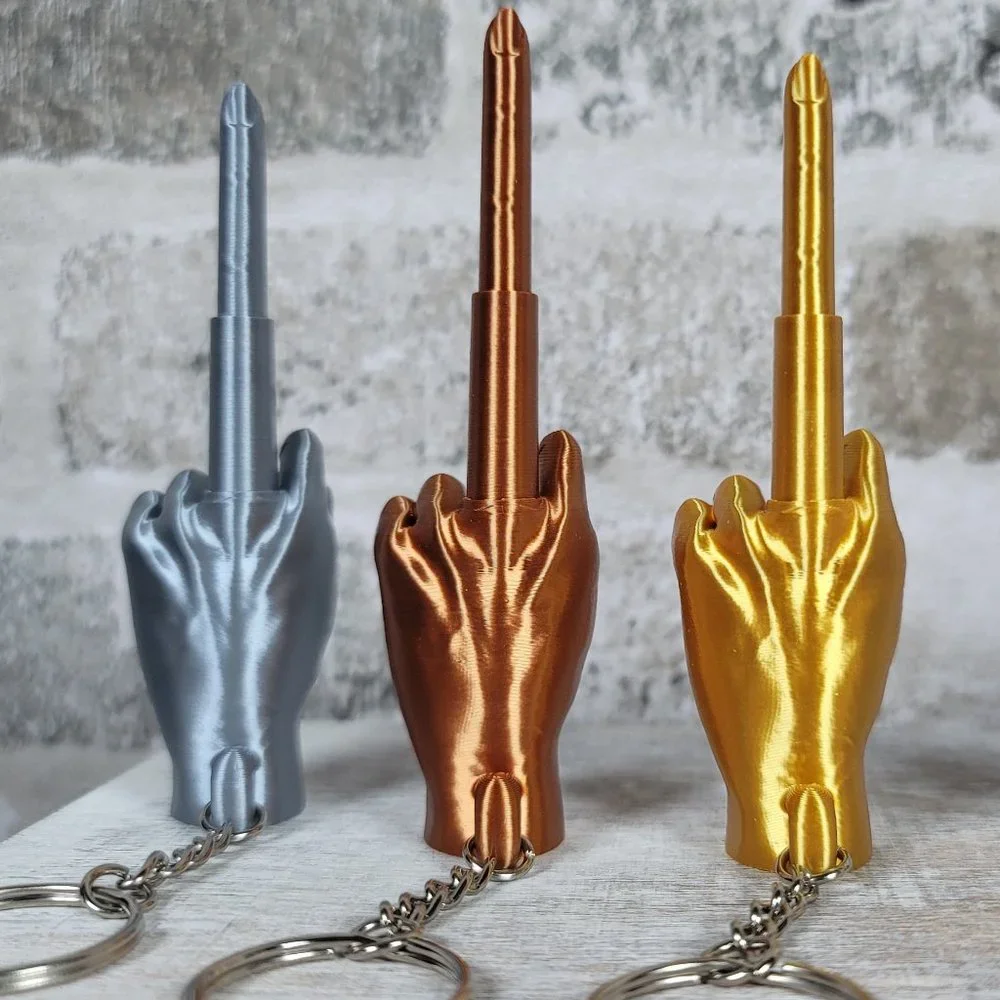 Collapsing Middle Finger Keychain | Fun Fidget Toy | Gag Gift | 3D Printed - Picture 1 of 7
